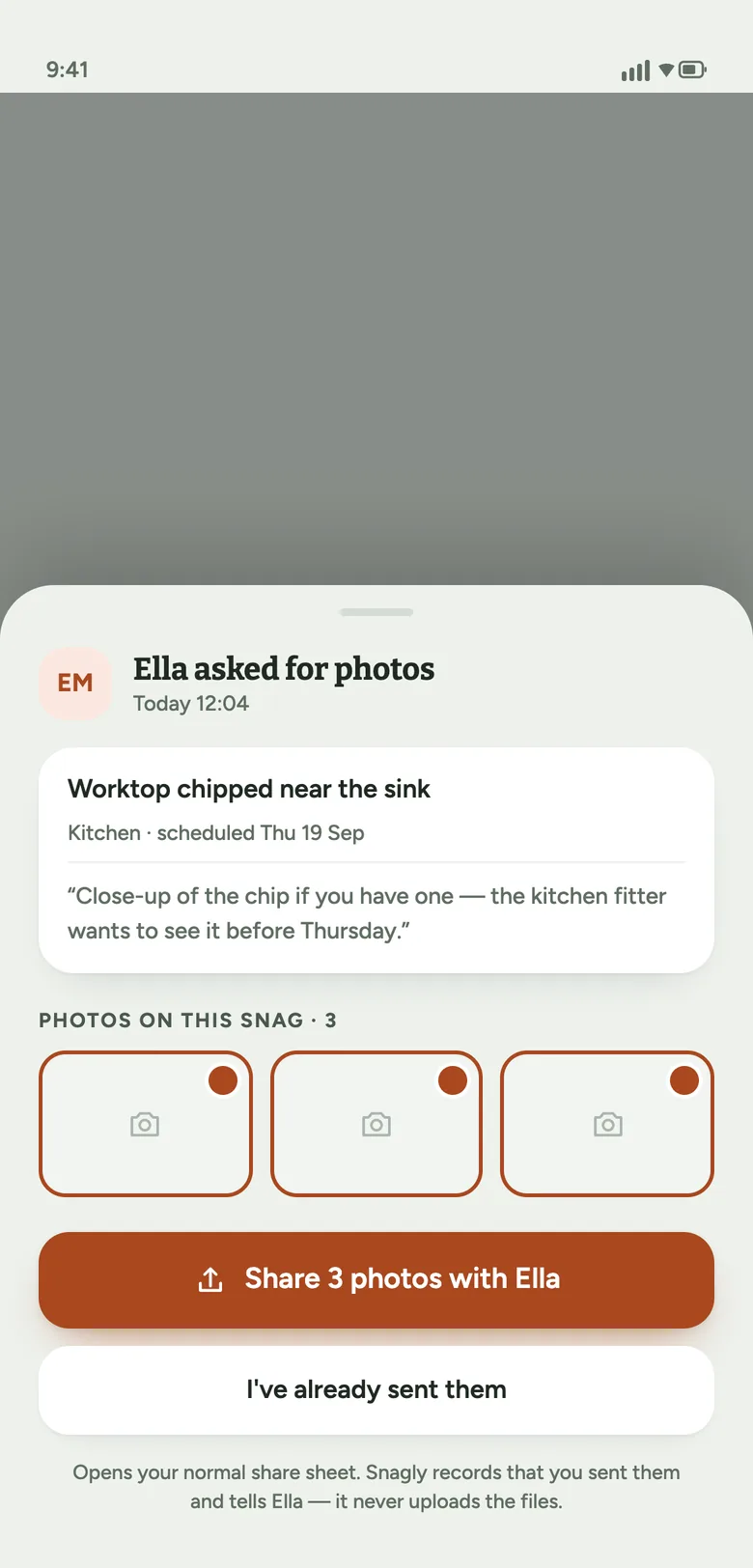 Sharing photos from your own phone